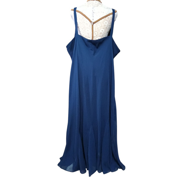 Catherines Navy Chiffon Strappy Embellished Beaded Maxi Dress Size 32W - Picture 3 of 5